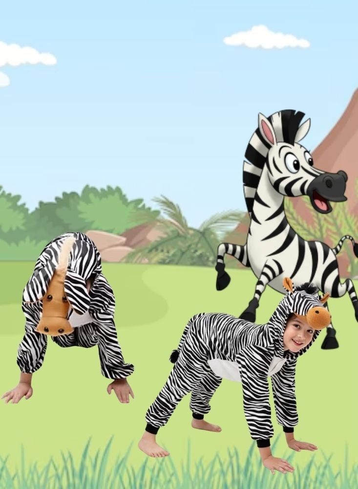 بريميم زي تنكري على شكل حمار وحشي للأطفال - زي تنكري لطيف باللونين الأسود والأبيض للأطفال، مناسب للفعاليات المدرسية والحفلات ذات الطابع الحيواني - Image 4